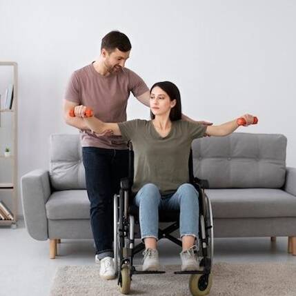 Woman on wheelchair