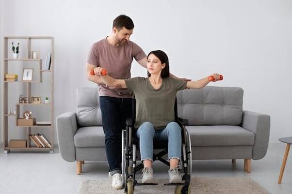 Woman on wheelchair